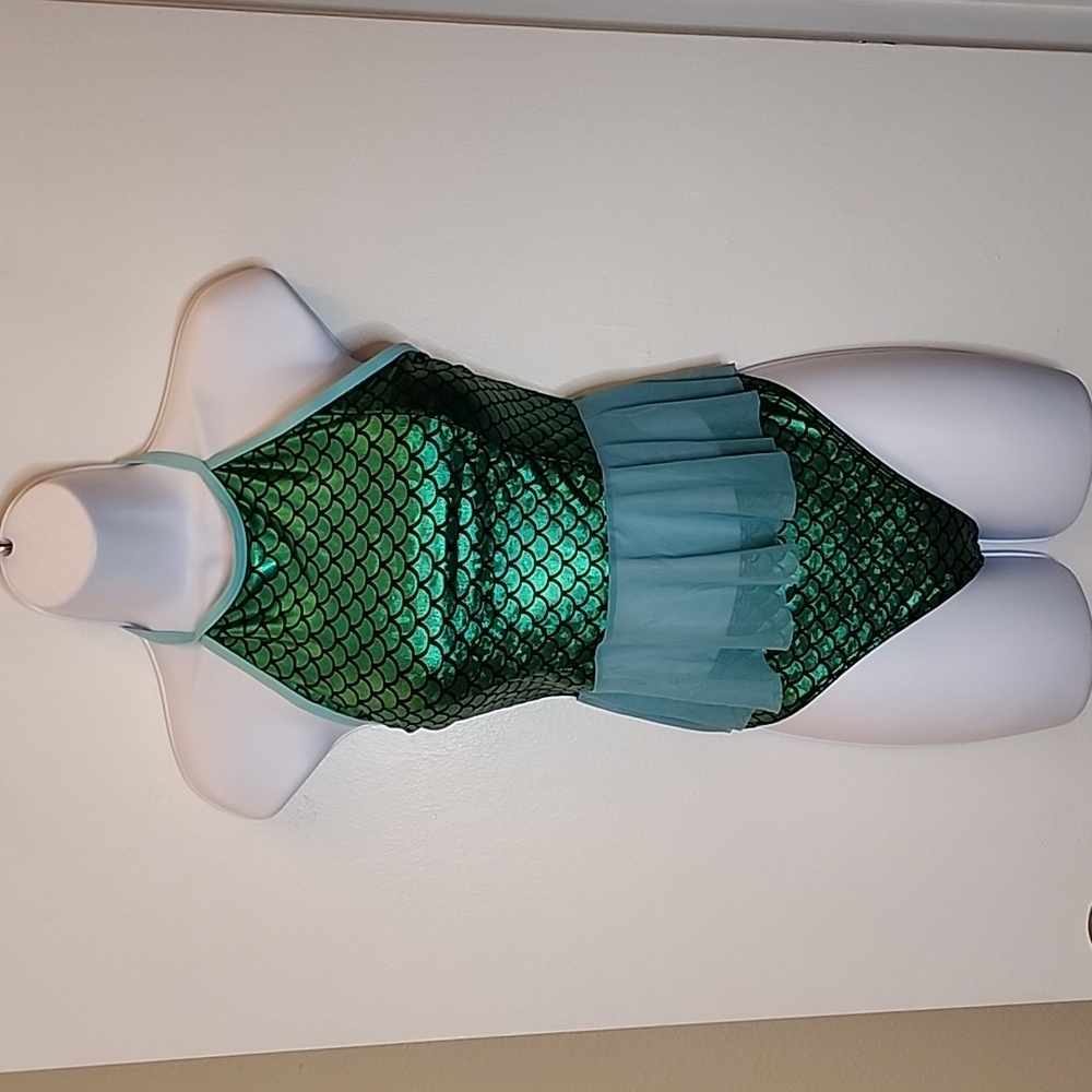 Mermaid Scale Peplum Tankini 2 PC Set Celtic Green Size Medium